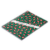 Moderne Coral Pink Black Green Leopard Animal Prin Notitieboek (Linkerzijde)