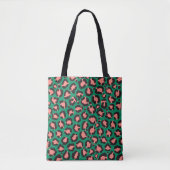 Moderne Coral Pink Black Green Leopard Animal Prin Tote Bag (Voorkant)