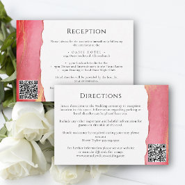 Moderne Coral Pink Wedding Information Kaart