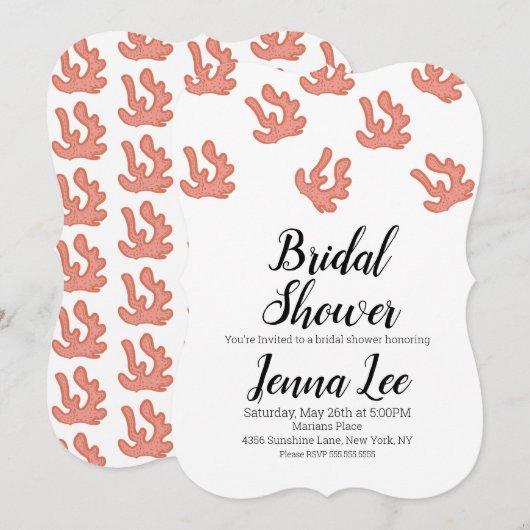 Moderne Coral Reef Doodle Illustratie Kaart (Voorkant / Achterkant)