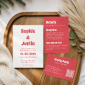Moderne Coral RSVP kaart met QR-code