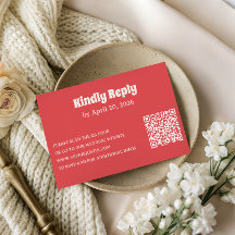 Moderne Coral RSVP kaart met QR-code