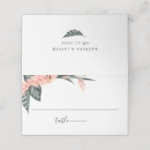 Moderne Coral Tropics Floral Wedding Plaatskaartje (Buitenkant ongevouwen)