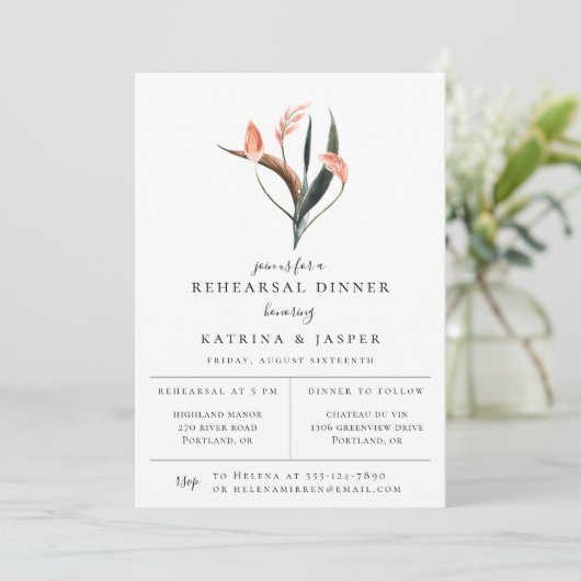 Moderne Coral Tropics repesal Dinner Invitation Aankondiging (Staand voorkant)