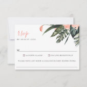Moderne Coral Tropics Wedding Food Allergy RSVP (Voorkant)