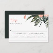 Moderne Coral Tropics Wedding Food Allergy RSVP (Voorkant / Achterkant)