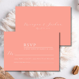 Moderne Coral Wedding RSVP Kaart