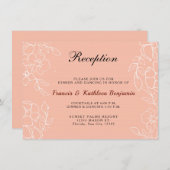 Moderne Coral White Floral Wedding Reception Kaart (Voorkant / Achterkant)