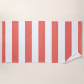 Moderne Coral White Striped Pattern Strandlaken (Voorkant)