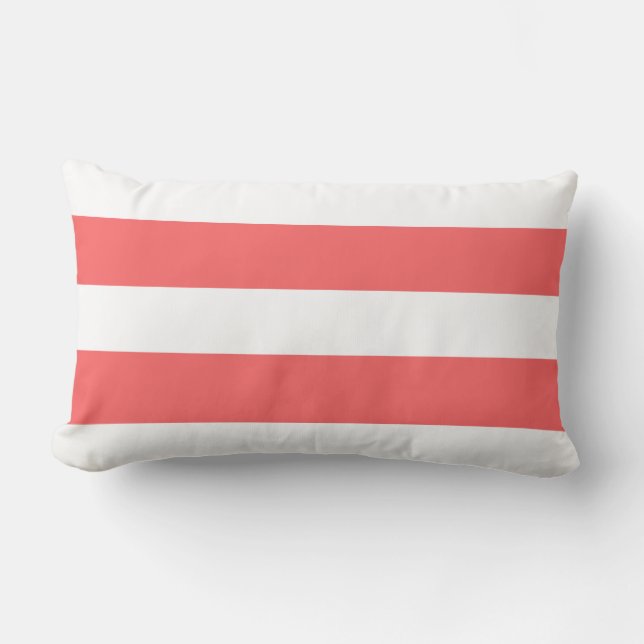 Moderne Coral White Stripes Pattern Kussen (Voorkant)