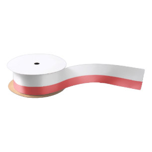 Moderne Coral White Stripes Pattern Satijnen Lint