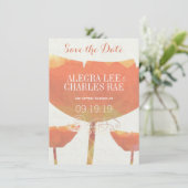 Moderne Corale papaverbruiloft sparen de Datum Kaart (Staand voorkant)