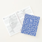 Moderne Cornflower Blue Dandelion Monogram Recipe Notitieboek (Binnen)