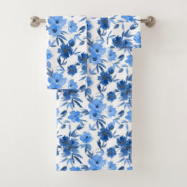 Moderne Cornflower Blue Navy Bad Handdoek