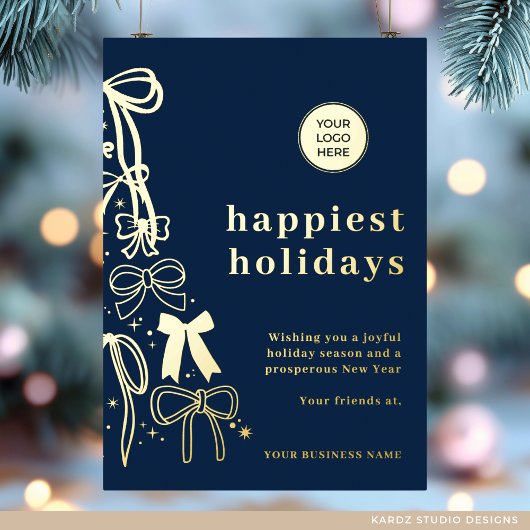 Moderne Corporate Blue Christmas Gold Foil Kaart