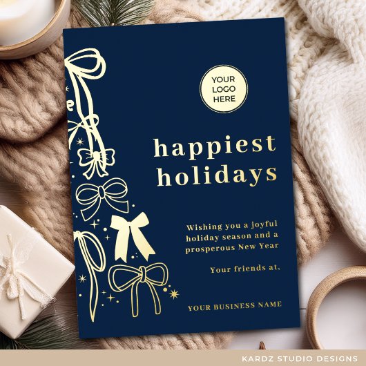 Moderne Corporate Blue Christmas Gold Foil Kaart