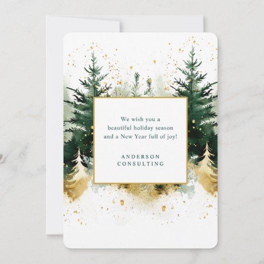 Moderne Corporate Botanical Forest Foto Feestdagenkaart (Achterkant)