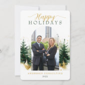 Moderne Corporate Botanical Forest Foto Feestdagenkaart (Voorkant)