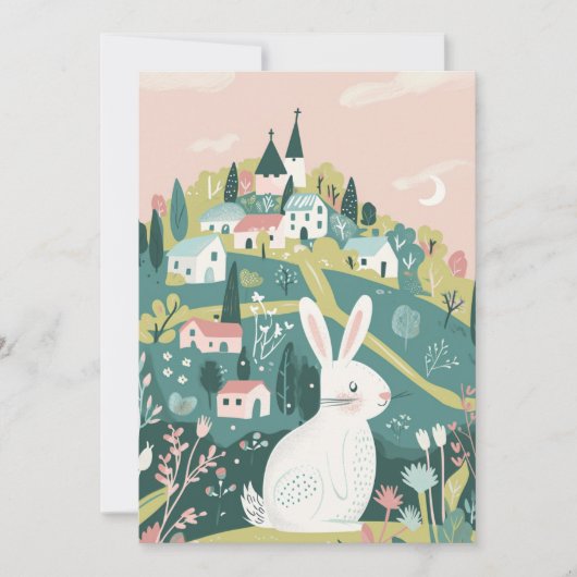 Moderne Corporate Gelukkig Pasen Artistiek Konijnt Feestdagenkaart (Voorkant)