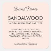 Moderne cosmetica ingrediënten zeep label (Voorkant)