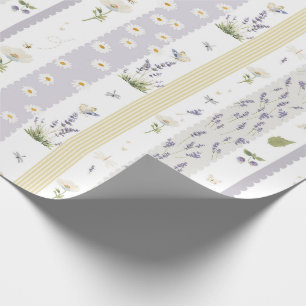 Moderne cottagecore - Bij Lavendel verticale rand Cadeaupapier