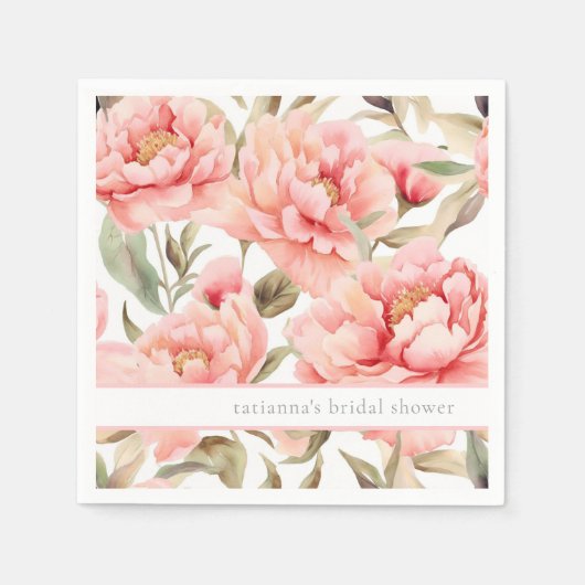 Moderne Cottagecore Blush Bloemen Servet (Voorkant)