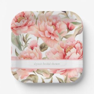 Moderne Cottagecore Blush Peony Papieren Bordje