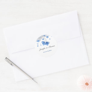 Moderne Cottagecore Zachte Blauwe Veldbloemen Brui Ronde Sticker
