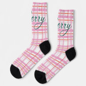 Moderne Cotten Candy Kerst Plaid Vakantie Sokken (Links)