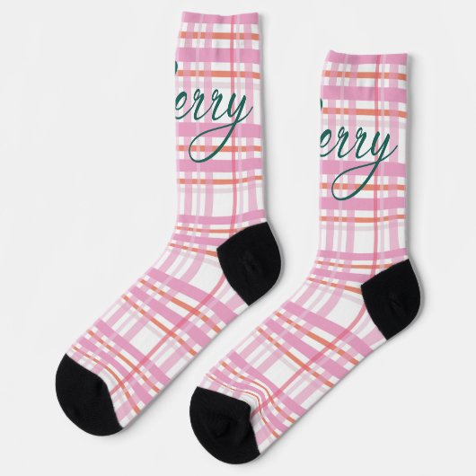 Moderne Cotten Candy Kerst Plaid Vakantie Sokken (Links)