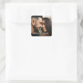 Moderne Couples Bruiloftsfoto Vierkante Sticker (Tas)