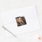 Moderne Couples Bruiloftsfoto Vierkante Sticker (Envelop)