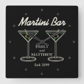 Moderne Couple's Namen Martini Bar Vierkante Klok (Voorkant)