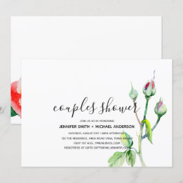 Moderne COUPLES SHOWER Aquarel Rozen Handgeschreve Kaart