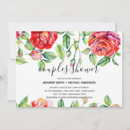 Moderne COUPLES SHOWER Aquarel Rozen Handgeschreve Kaart