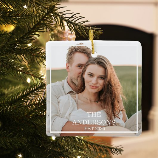 Moderne couponfoto's en minimumeisen voor familie keramisch ornament