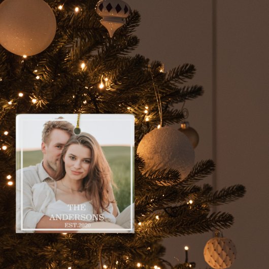 Moderne couponfoto's en minimumeisen voor familie keramisch ornament