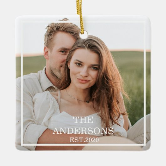 Moderne couponfoto's en minimumeisen voor familie keramisch ornament (Voorkant)