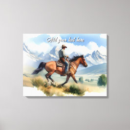 Moderne Cowboy die een Rosse Paard Rijdt  Canvas Afdruk
