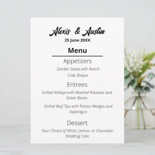 Moderne Cowboy en Bruid Westerne Stijl Bruiloft Menu (Staand voorkant)