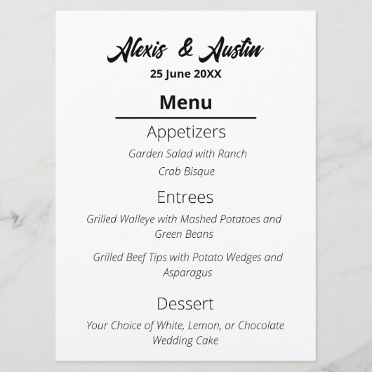 Moderne Cowboy en Bruid Westerne Stijl Bruiloft Menu (Voorkant)