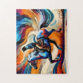 Moderne cowboy op paard legpuzzel (Verticaal)