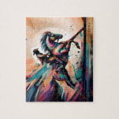 Moderne cowboy op paard legpuzzel (Verticaal)