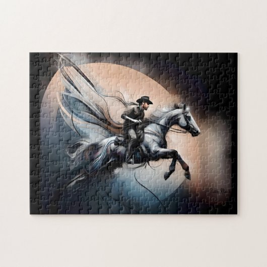 Moderne Cowboy op Paardenkunst Legpuzzel (Horizontaal)