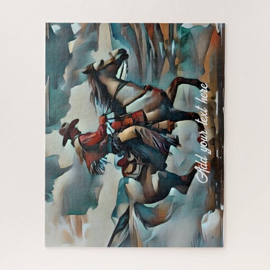 Moderne Cowboy Paardrijden Legpuzzel (Verticaal)