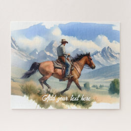 Moderne Cowboy Rijden een BayPaard Legpuzzel