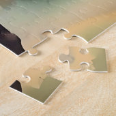 Moderne cowboy rijden een grijs paard legpuzzel (Zijkant)