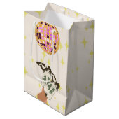 Moderne Cowgirl Cowboy Disco Ball Beige Medium Cadeauzakje (Voorkant Gekanteld)