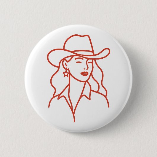 Moderne Cowgirl Lijn Kunst Bachelorette Feestje Ronde Button 5,7 Cm (Voorkant)