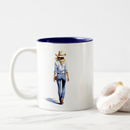 Moderne Cowgirl Wandel Tweekleurige Koffiemok